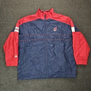 Vintage Cleveland Indians Majestic Jacket 2XL Chief Wahoo Embroidered Lined Y2k
